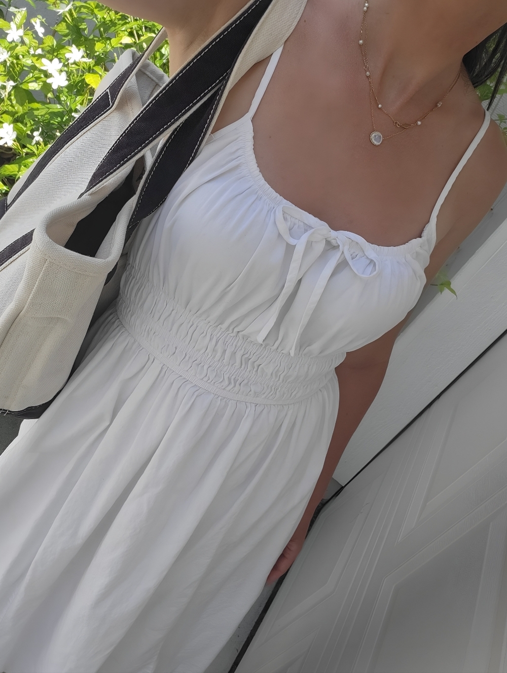 Japna 100% Cotton White Smocked Waist Sundress